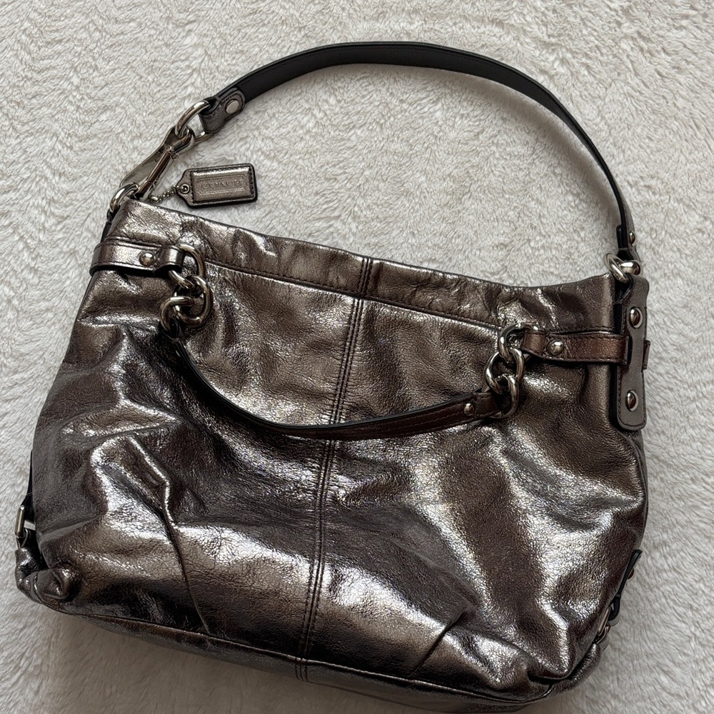 Coach Metallic Silver ShoulderBag